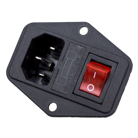 pin iec  inlet module plug fuse switch male power socket