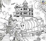 Thomas Coloring Halloween Train Pages Kids Sheets Percy Engine Printable Friends Activity Tank October Online Swamp Activities Haunted House Toys sketch template