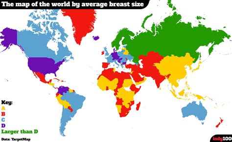 Map Shows Average Breast Sizes Around The World