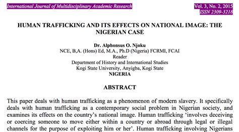 human trafficking and its effects on national image the