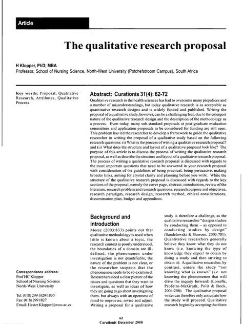 qualitative research proposal components