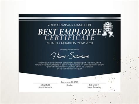 editable  employee certificate template corporate award etsy