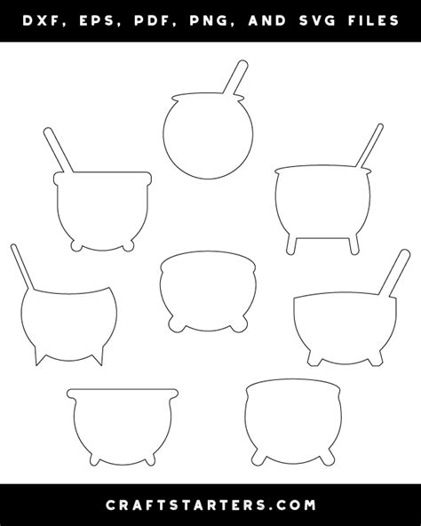 simple cauldron outline patterns dfx eps  png  svg cut files