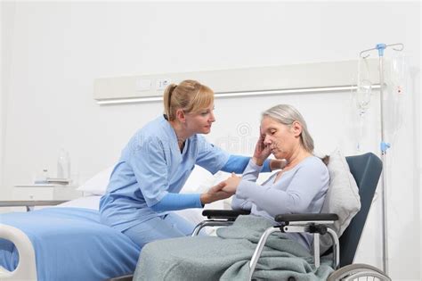 nurse take care a depressed thoughtful senior retirement