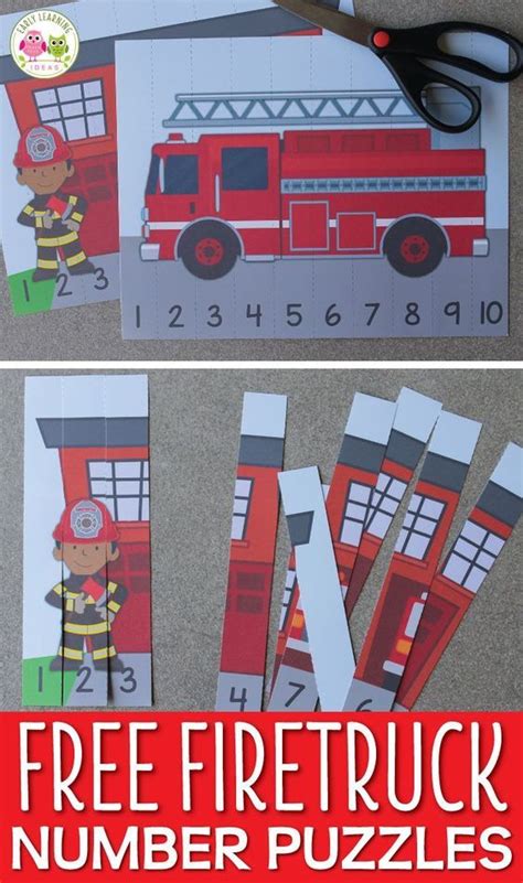 fun  fire truck printables community helpers math