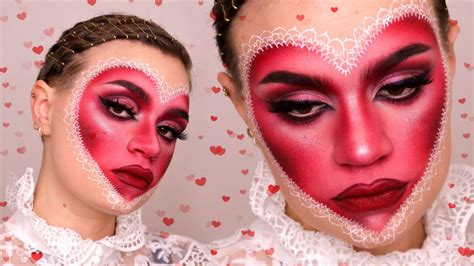 vintage valentine red heart makeup halloween makeup inspiration
