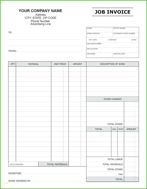 labor invoice template templates  resume examples