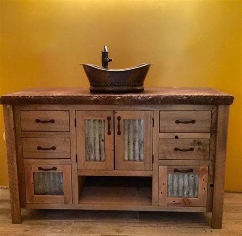 Rustic Bathroom Vanity 48 Reclaimed Barn Wood W Tin Etsy Rustic