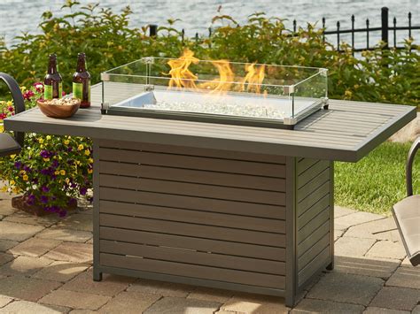 Outdoor Greatroom Brooks Rectangular Gas Fire Pit Table