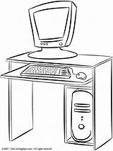 Desk Computer Coloring Pages Template Kids sketch template