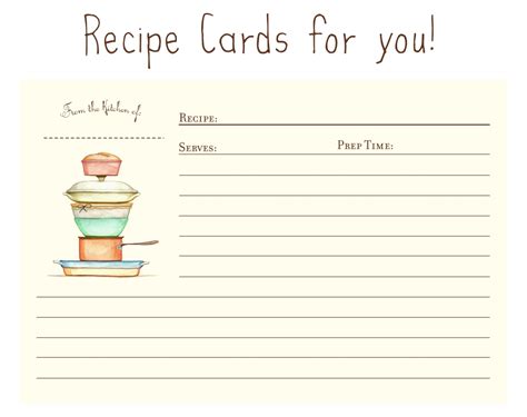 blank recipe cards printable