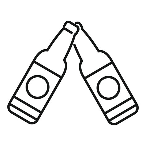 beer bottle cheers icon outline vector drink toast  vector art