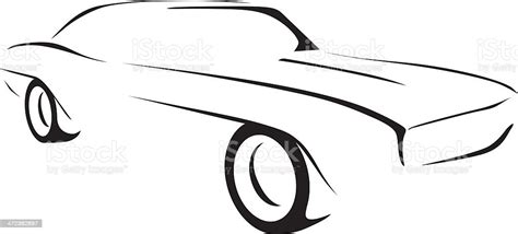 Muscle Car Outline Stock Illustration Download Image Now Istock