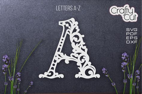 initial monogram letters fancy floral alphabet letter  cut