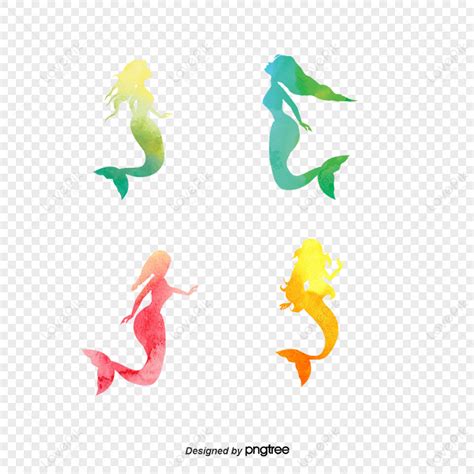 color mermaid silhouettecolorful silhouettemermaid tailsketch png