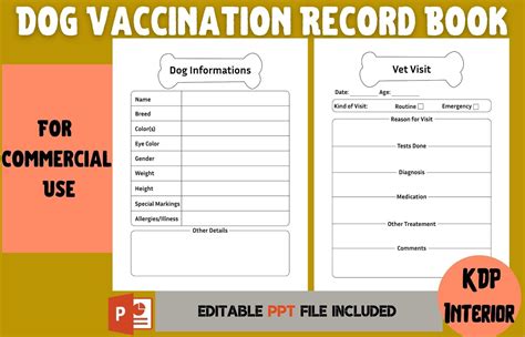 dog vaccination record book kdp interior etsy