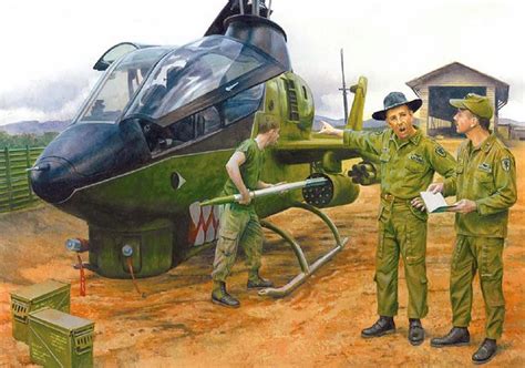 preflight inspection   ah  cobra gunship steve noon vietnam art vietnam war