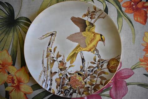 vintage 1950 s saji japan yellow bird fine china plate