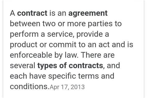 define contract  explain  types  contracts  detail brainlyin