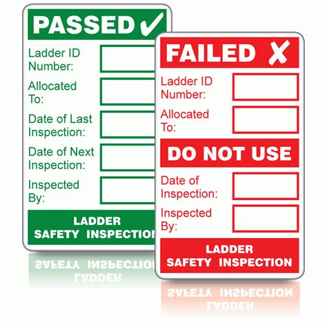 Ladder Safety Inspection Labels Pass And Fail Value Pack In Green