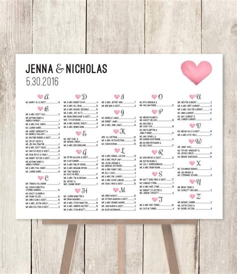 Alphabetical Seating Chart Sign Unconventional Seating Charts From