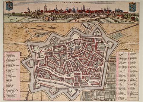 poster van de plattegrond van de stad leeuwarden omstreeks  de zestiende en zeventiende