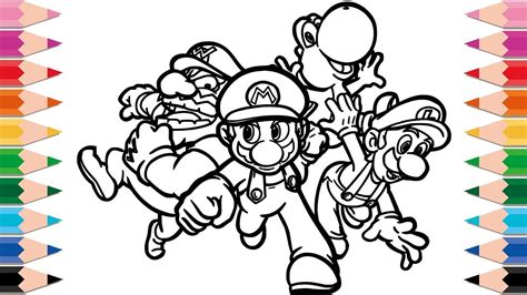 draw mario  friends coloring pages  kids  toddlers