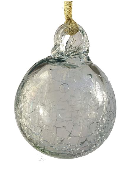 Clear Crackle Hand Blown Glass Ball 2 75 In Christmas