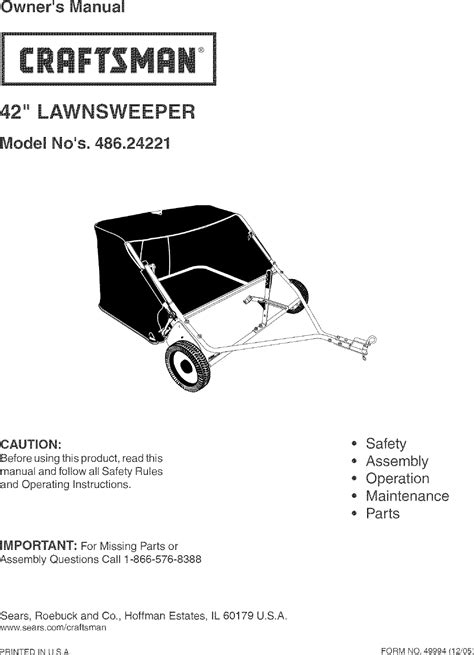 craftsman  user manual lawn sweeper manuals  guides