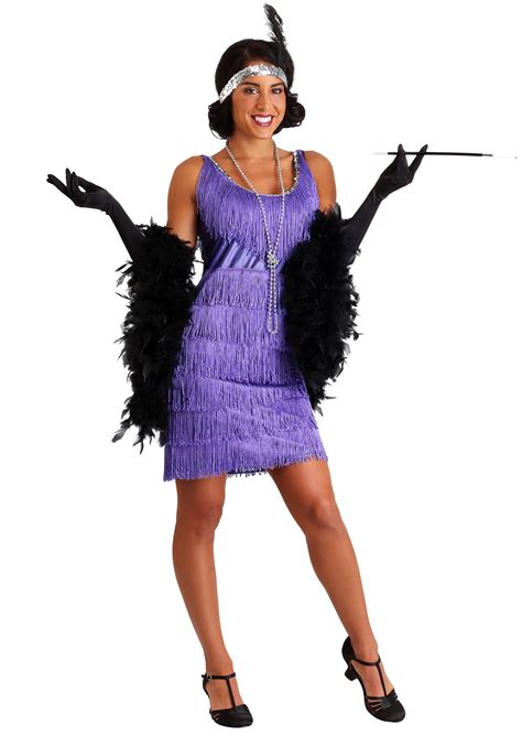 fringe purple flapper costume  women