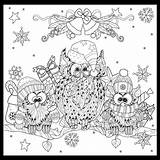 Caroling Owls sketch template