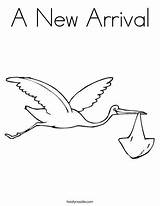 Arrival Baby Coloring Stork Pages Twistynoodle Print Noodle Outline Color Girl Designlooter Boy Kids Choose Board Welcome Bird Twisty Drawings sketch template