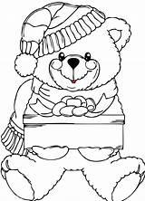 Bear Teddy Clipart Christmas Colouring Line Drawing Coloring Clip Pages Cliparts Pic Clipartfest Library Clipartfox Printable Wikiclipart Kids Winter Xmas sketch template