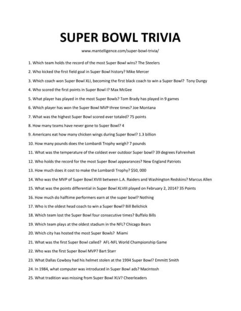 super bowl trivia questions answers  facts