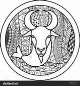 Capricorn Zodiac Signs Coloring Pages Textile Prints Vector Colouring Mandala Colorful Books Adult sketch template
