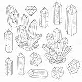 Line Crystals Crystal Quartz Illustration Vector Drawing Drawings Gems Illustrations Set Cristal Gemstones Style Clip Tattoo Istockphoto Gem Isolated Objects sketch template