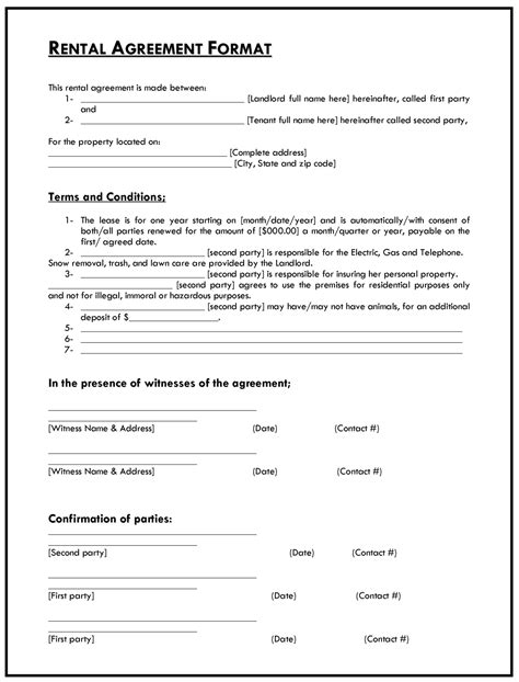 rental agreement letter   bankhomecom