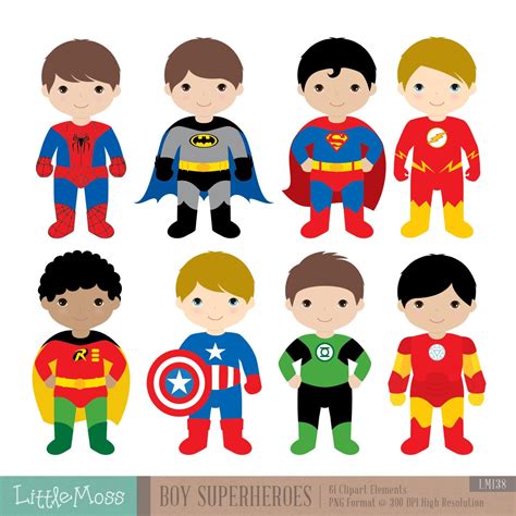 boys superhero costumes clipart  boy superheroes