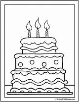 Cake Birthday Coloring Pages Candles Printables Tiered Tiers sketch template