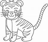 Tiger Clip Clipart Coloring Pages Kids Library Cliparts sketch template