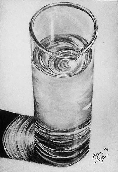 Graphite Pencil Drawing Of A Glass Of Water Pencil