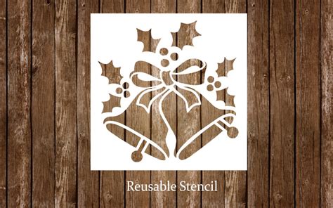 christmas bells stencil festive christmas craft reusable etsy