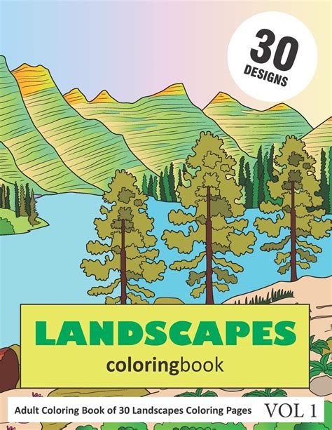 landscape coloring pages  mountains trees nature