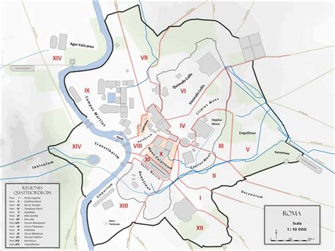 mappa  cartina  roma antica   monumenti della citta