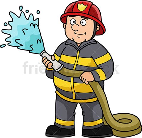 Chubby Firefighter Cartoon Clipart Vector Friendlystock