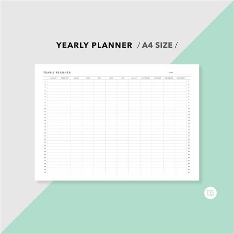yearly planner  size printable yearly planner yearly etsy
