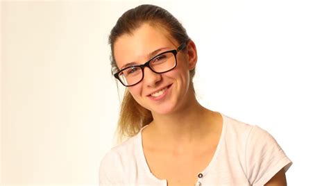 beautiful teenager girl wearing glasses stock footage