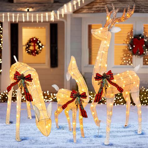 hourleey  piece pre lit christmas reindeer family set  plug