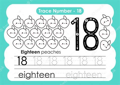 premium vector trace number eighteen  kindergarten  preshool kids