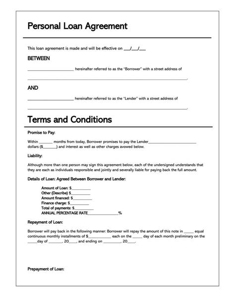 unsecured loan agreement template doctemplates